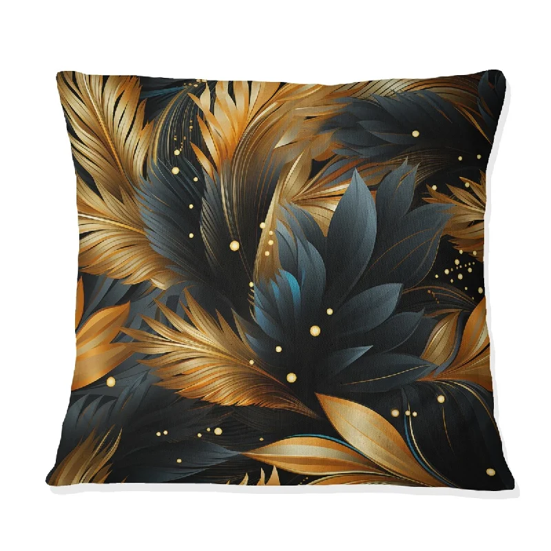 Designart "Hollywood Opulent Charm Gold And Black IV" Glam Printed Throw Pillow