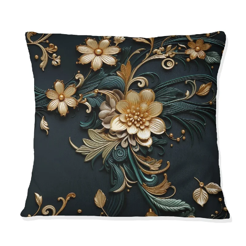 Designart "Imperial Embellishments" Oriental Floral Printed Throw Pillow