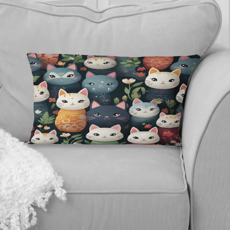 Designart "Maneki Neko Lucky Cat For Kids II" Animal Printed Throw Pillow