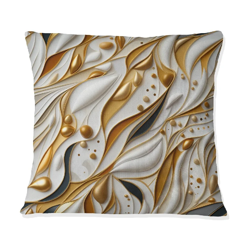 Designart "Marble White And Gold Geometric Glam" Marble Printed Throw Pillow