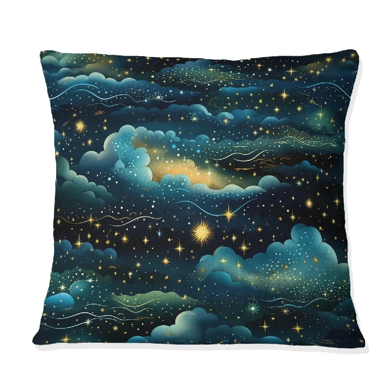 Designart "Midnight Indigo Galatic Pattern I" Abstract Printed Throw Pillow