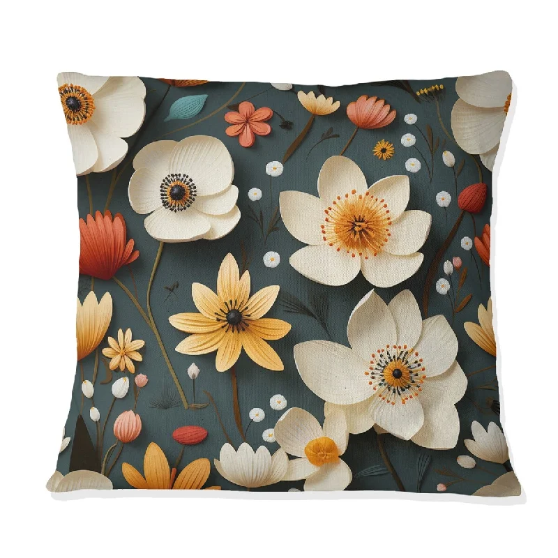 Designart "Mod Botanicals III" Midcentury Printed Throw Pillow