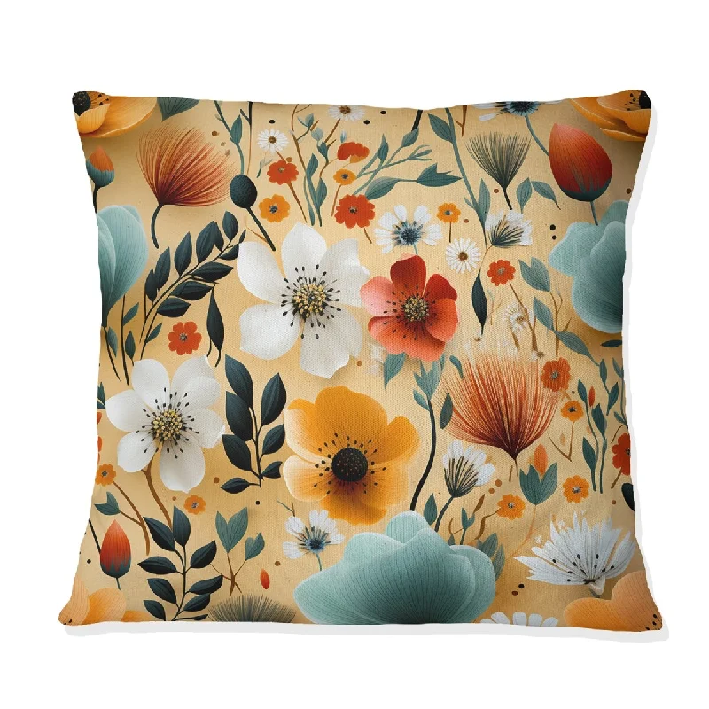 Designart "Mod Floral Nostalgia V" Midcentury Printed Throw Pillow