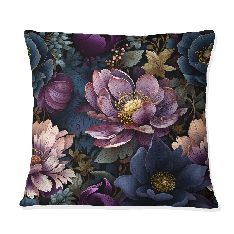 Designart "Moody Flora Moody Patterns I" Floral Printed Throw Pillow