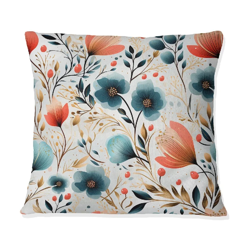 Designart "Multicolor Coastal Serene Floral Pattern" Floral Printed Throw Pillow