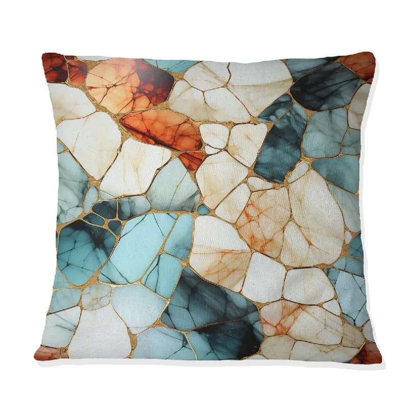 Designart "Multicolor Marble Mosaic Harmony Pattern" Marble Printed Throw Pillow