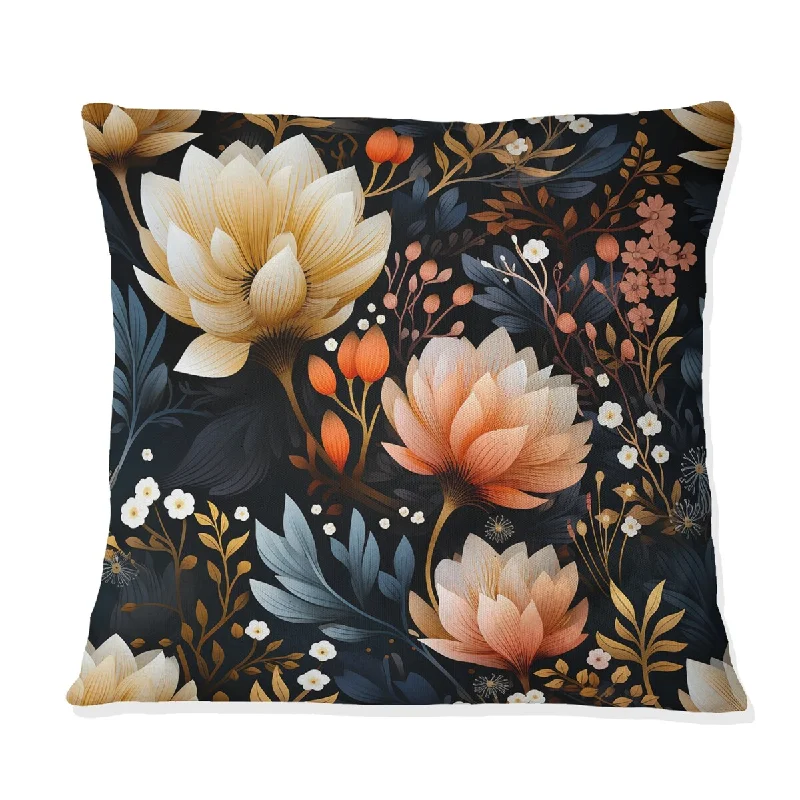 Designart "Mystic Yellow And Peach Aura Floral Gardens" Floral Printed Throw Pillow