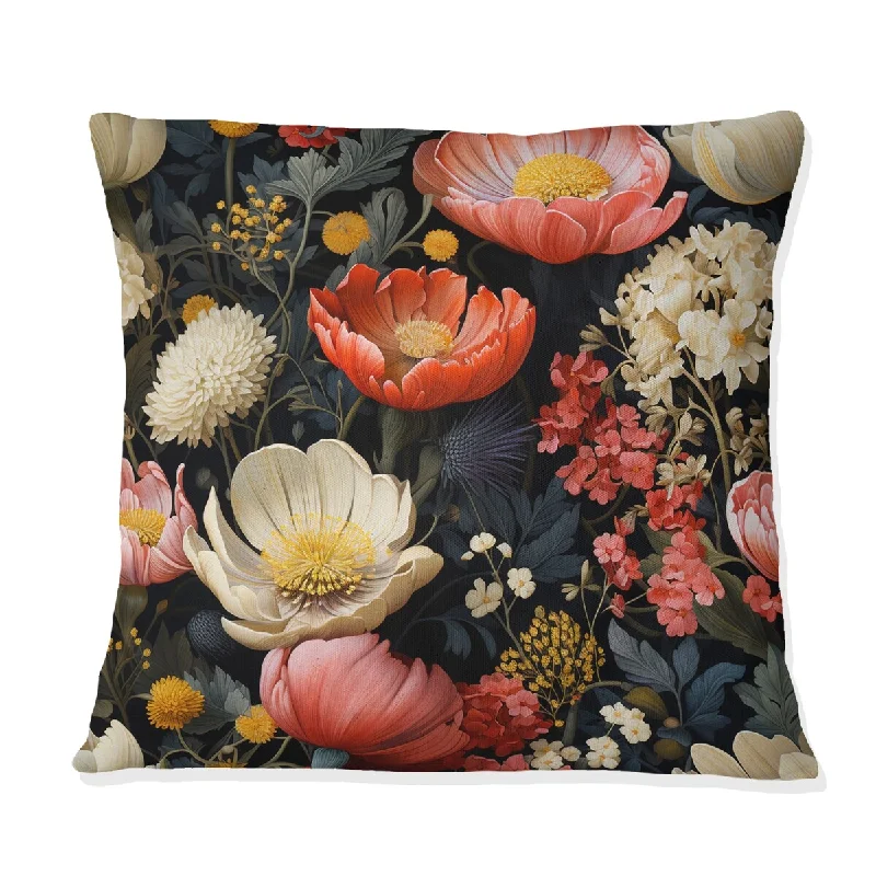 Designart "Native Grace Pink Wildflower Gardens" Floral Printed Throw Pillow