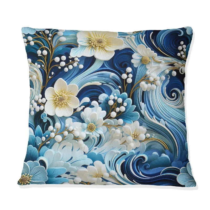 Designart "Nautical Allure Paisley Pattern I" Paisley Printed Throw Pillow