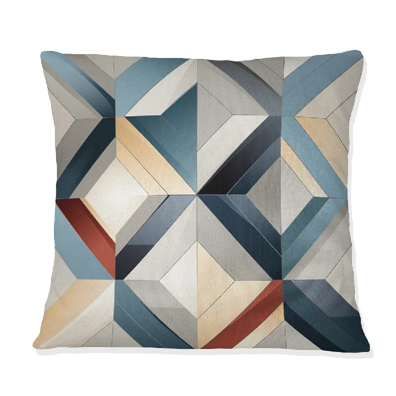 Designart "Neutral Grey Tiles Mosaic I" Geometric Printed Throw Pillow