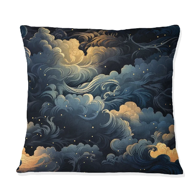 Designart "Noir Skies Moody Patterns I" Abstract Printed Throw Pillow