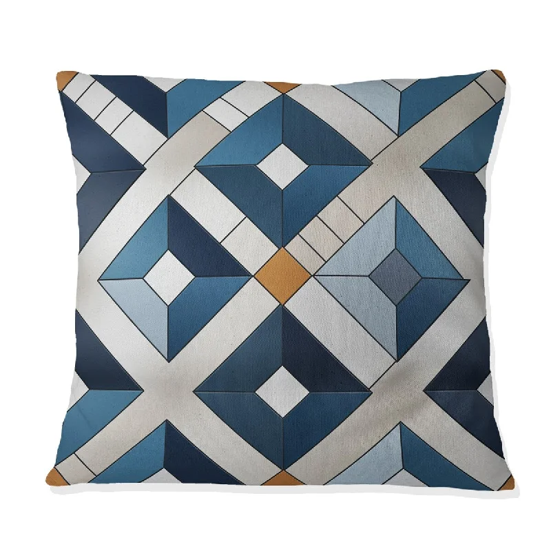 Designart "Nordic Cobalt Blue Tiles " Geometric Printed Throw Pillow