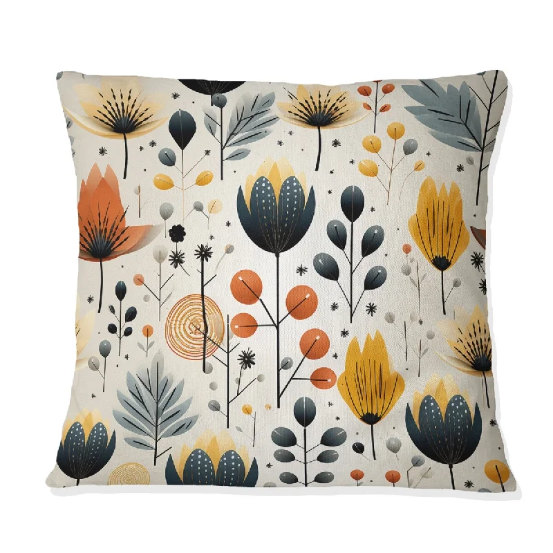 Designart "Nordic Grace Teal Floral Harmony I" Floral Printed Throw Pillow