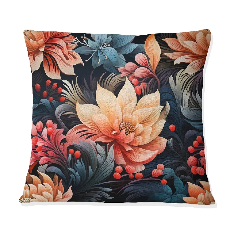 Designart "Nostalgia Vintage Floral Pattern" Floral Printed Throw Pillow