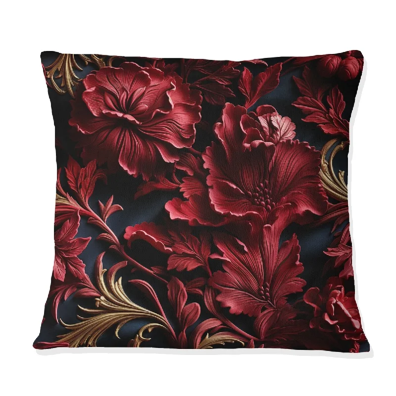 Designart "Opulent Majesty Deep Purple II" Damask Printed Throw Pillow