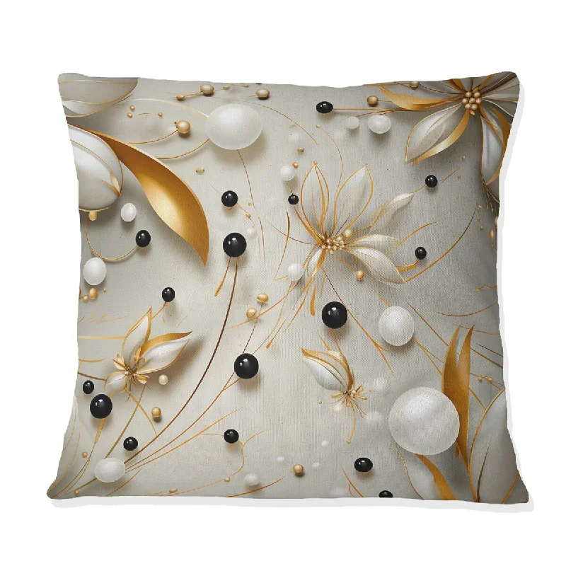 Designart "Opulent White Pearl Glamour" Floral Printed Throw Pillow