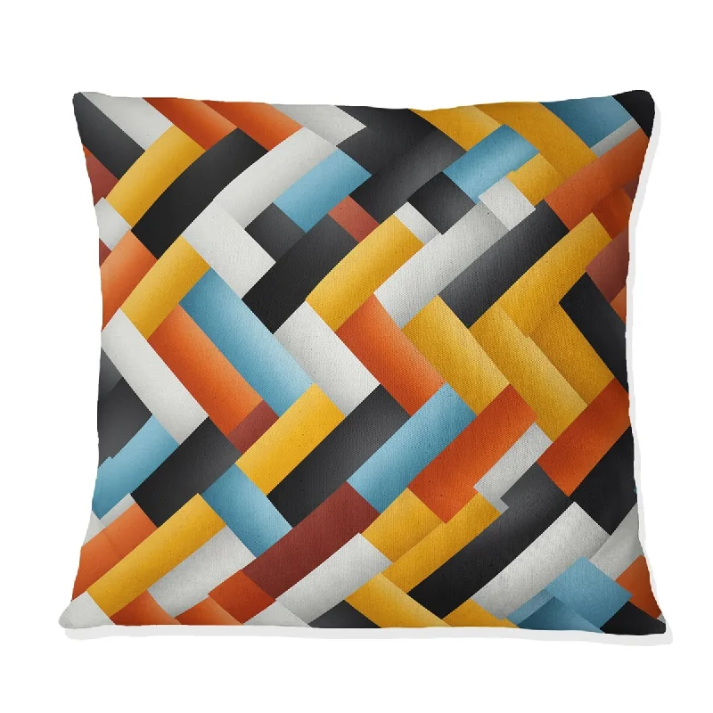 Designart "Orange And Blue Optical Illusions Geometric" Geometric Printed Throw Pillow