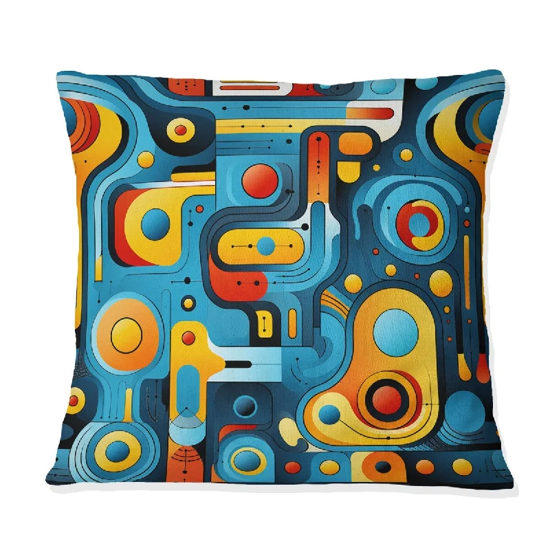 Designart "Orange Nomadic Geometric Illusions" Geometric Printed Throw Pillow