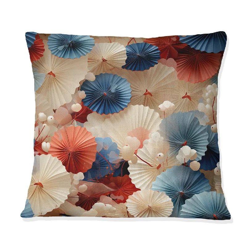 Designart "Paper Fans And Parasols II" Abstract Printed Throw Pillow