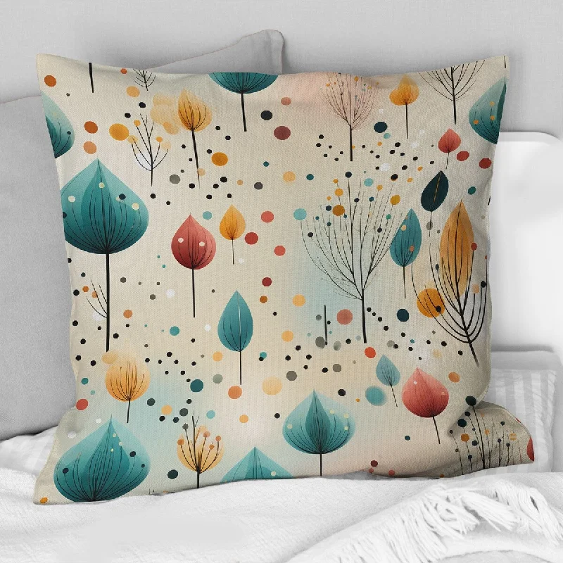 Designart "Pastel Colors Forest Pattern" Botanical Printed Throw Pillow