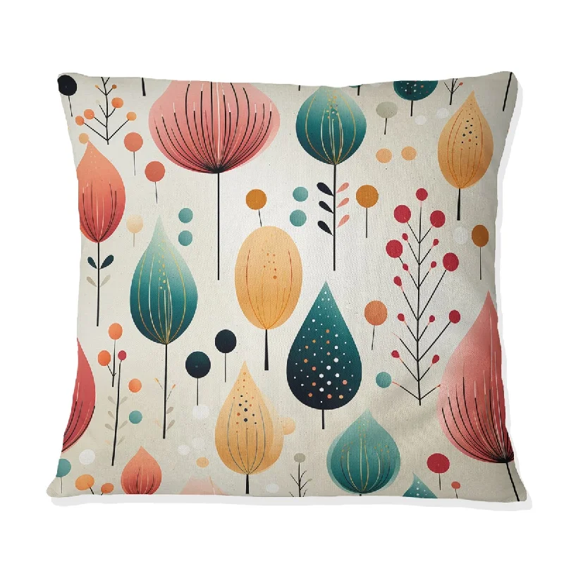 Designart "Pastel Colors Forest Pattern I" Botanical Printed Throw Pillow