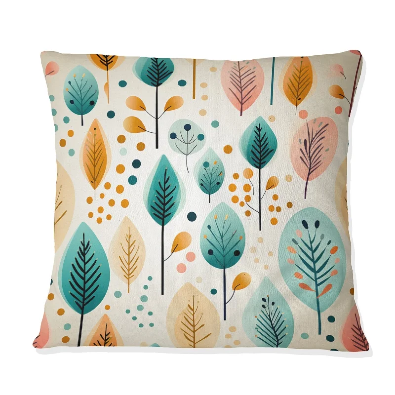 Designart "Pastel Colors Forest Pattern III" Botanical Printed Throw Pillow