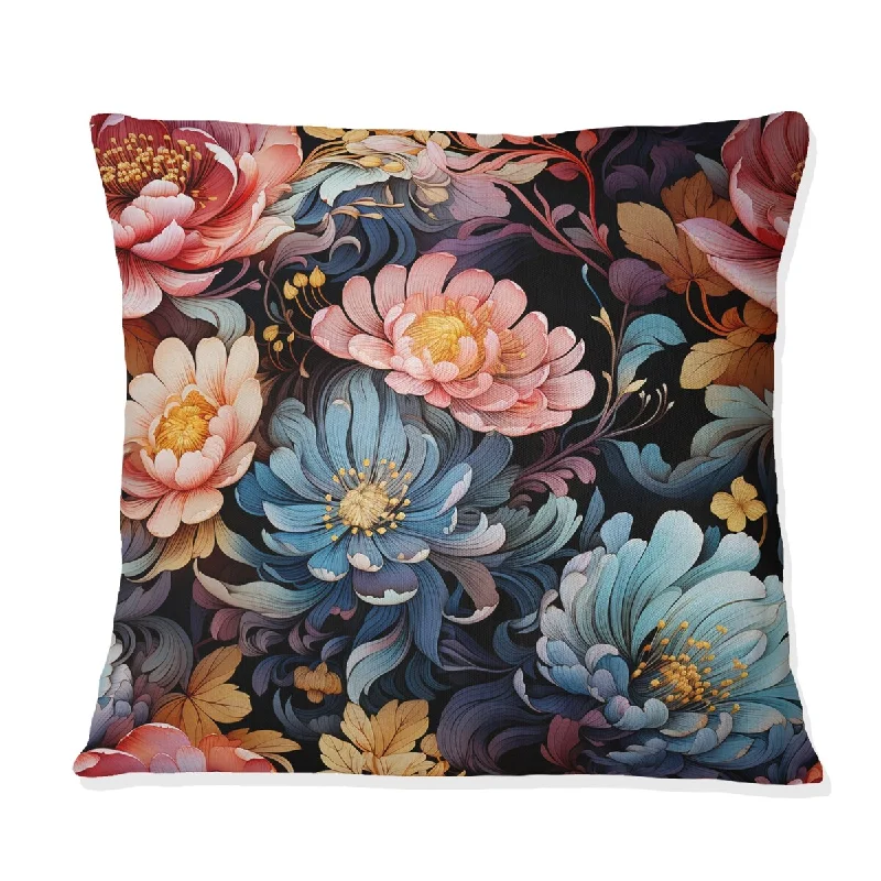 Designart "Pink Ornate Blooming Legacy Delight" Floral Printed Throw Pillow