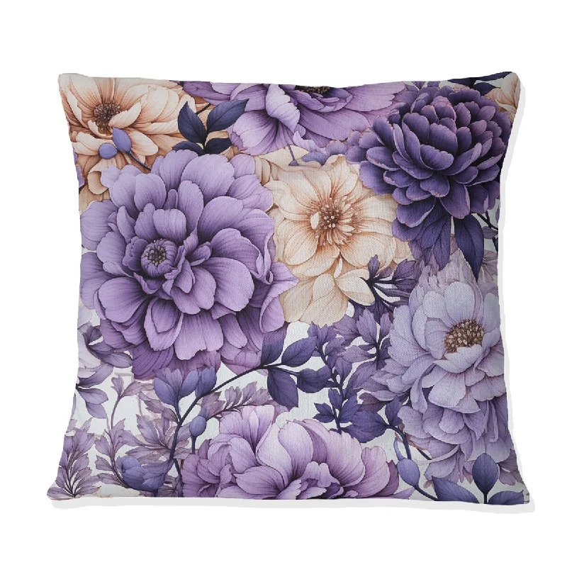 Designart "Pink & Purple Watercolor Dreams Floral Pattern I" Floral Printed Throw Pillow