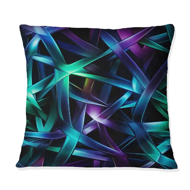 Designart "Popart Luminous Neon Silhouette I" Geometric Printed Throw Pillow