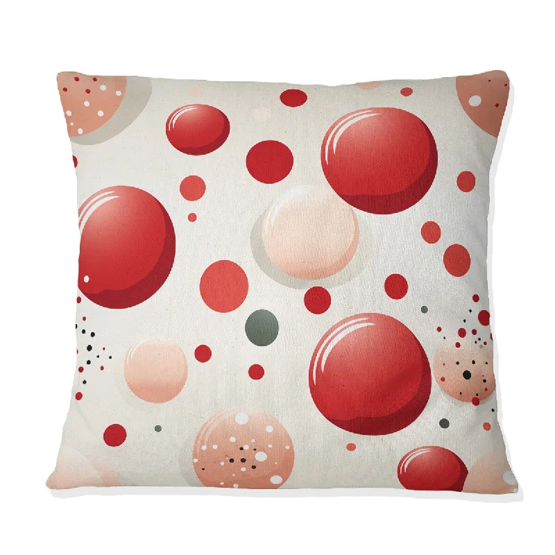 Designart "Red And White Polka Dots III" Polka Dots Printed Throw Pillow