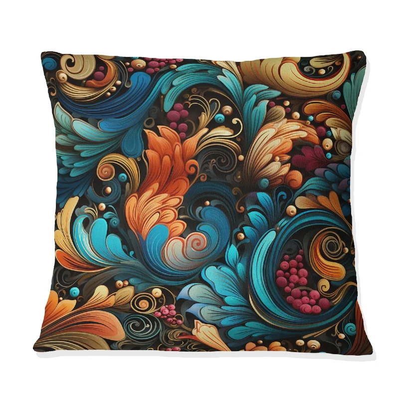 Designart "Retro Fusion Paisley Pattern II" Paisley Printed Throw Pillow