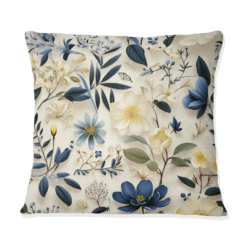 Designart "Sandy Beige Coastal Blue IV" Plants Printed Throw Pillow