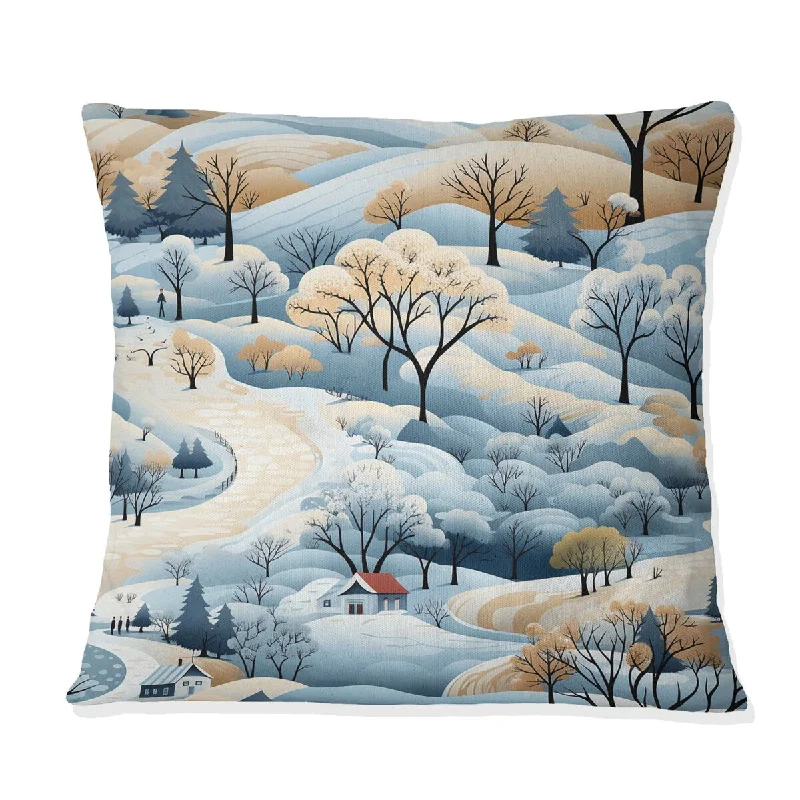 Designart "Scandinavian Winter Landscape III" Floral Printed Throw Pillow