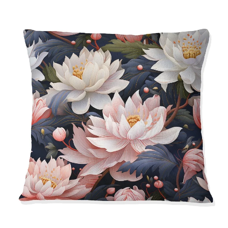 Designart "Serene Floral Pattern" Floral Printed Throw Pillow