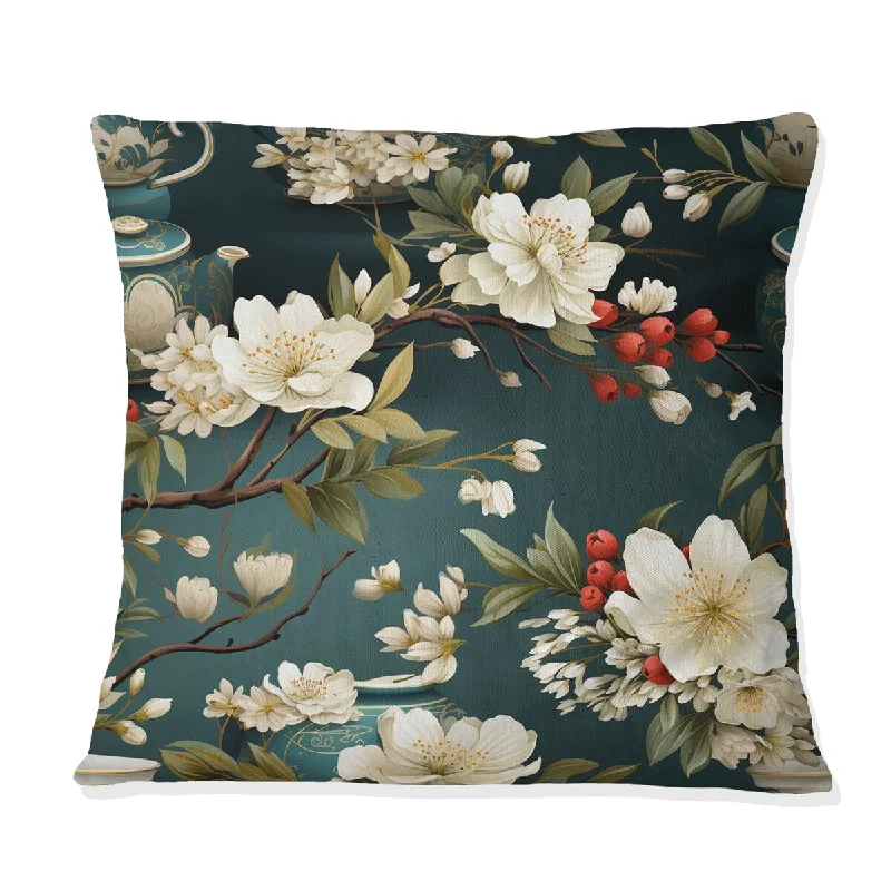 Designart "Serene Tea Ceremony II" Chinese Printed Throw Pillow