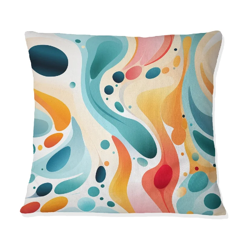 Designart "Soft Color Multicolor Abstract Neutrality Wave" Abstract Printed Throw Pillow