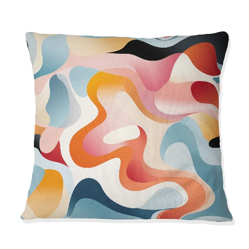 Designart "Soft Color Multicolor Abstract Neutrality Wave VI" Abstract Printed Throw Pillow