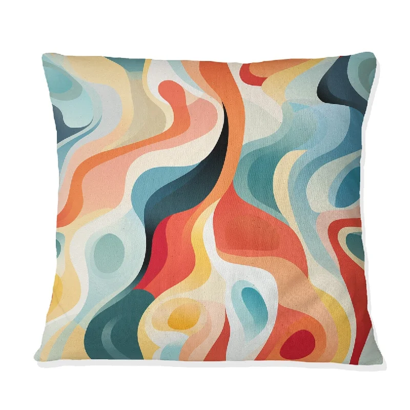 Designart "Soft Multicolor Abstract Neutrality Wave III" Abstract Printed Throw Pillow