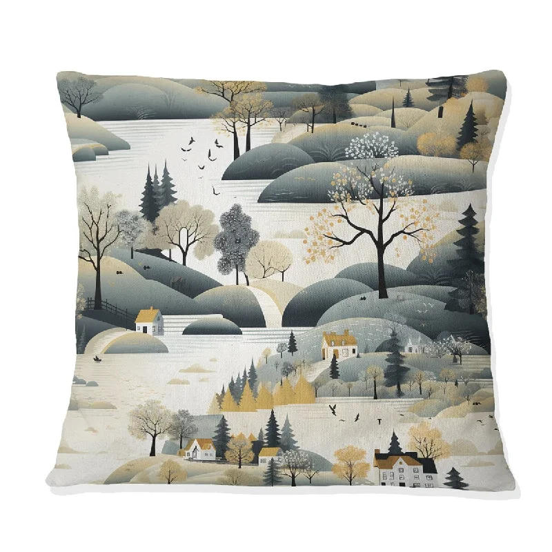 Designart "Summer Scandinavian Landscape II" Floral Printed Throw Pillow