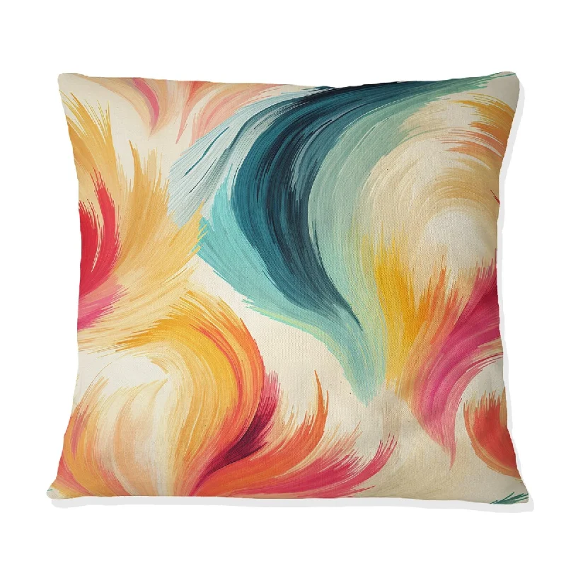 Designart "Teal And Yellow Boho Ikat Spirit Embraced" Floral Printed Throw Pillow