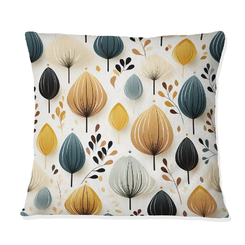 Designart "Teal Coastal Harmony Floral Pattern II" Floral Printed Throw Pillow