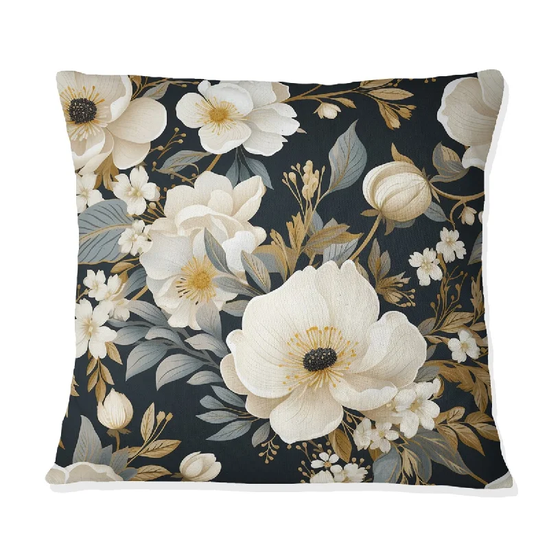 Designart "Vintage Classic Beige Floral Paradise I" Floral Printed Throw Pillow