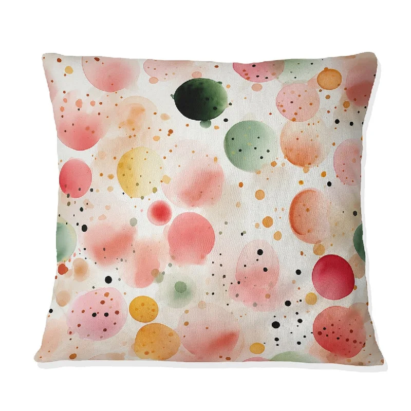 Designart "Watercolor Nostalgic Poka Dot Harmony I" Polka Dots Printed Throw Pillow