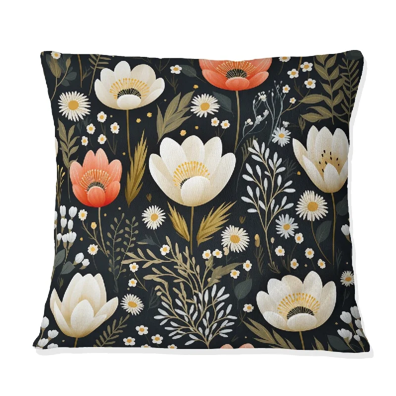 Designart "Whimsical Bohemian Bliss Floral Pattern" Floral Printed Throw Pillow