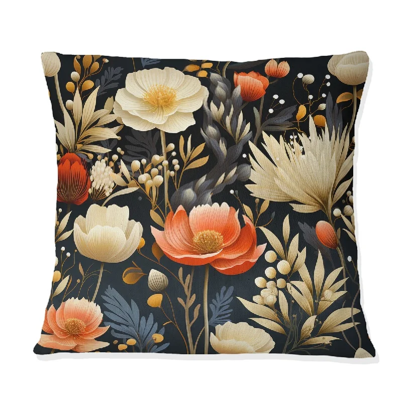 Designart "Whimsical Bohemian Bliss Floral Pattern XI" Floral Printed Throw Pillow