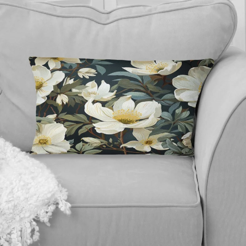 Designart "White And Green Rose Flowers I" Floral Printed Throw Pillow