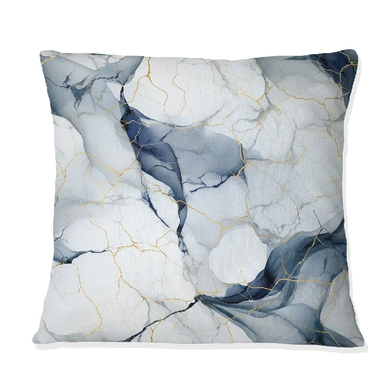 Designart "White And Grey Marble Harmony Pattern" Marble Printed Throw Pillow