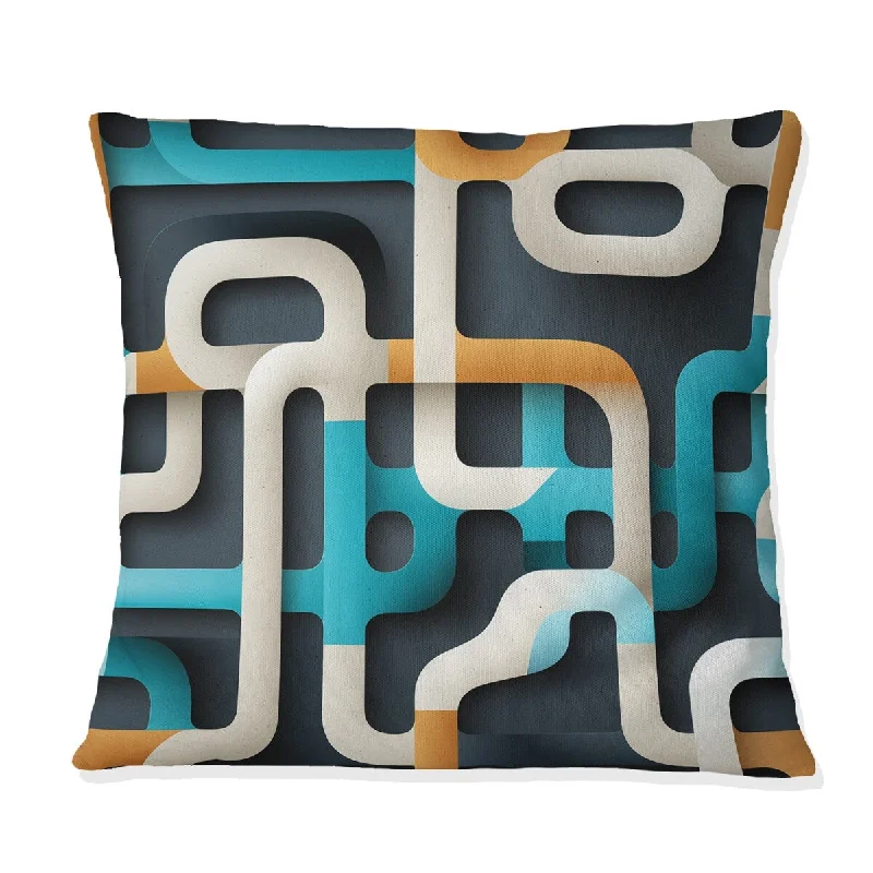 Designart "White Geometric Lines Illusions" Geometric Printed Throw Pillow