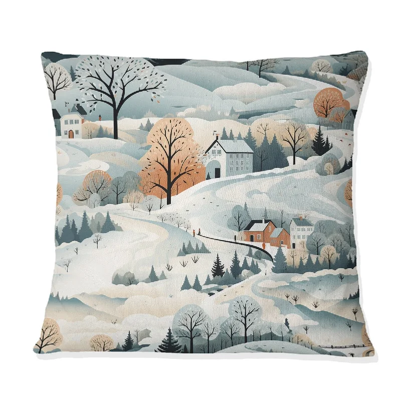 Designart "Winter Scandinavian Landscape III" Floral Printed Throw Pillow