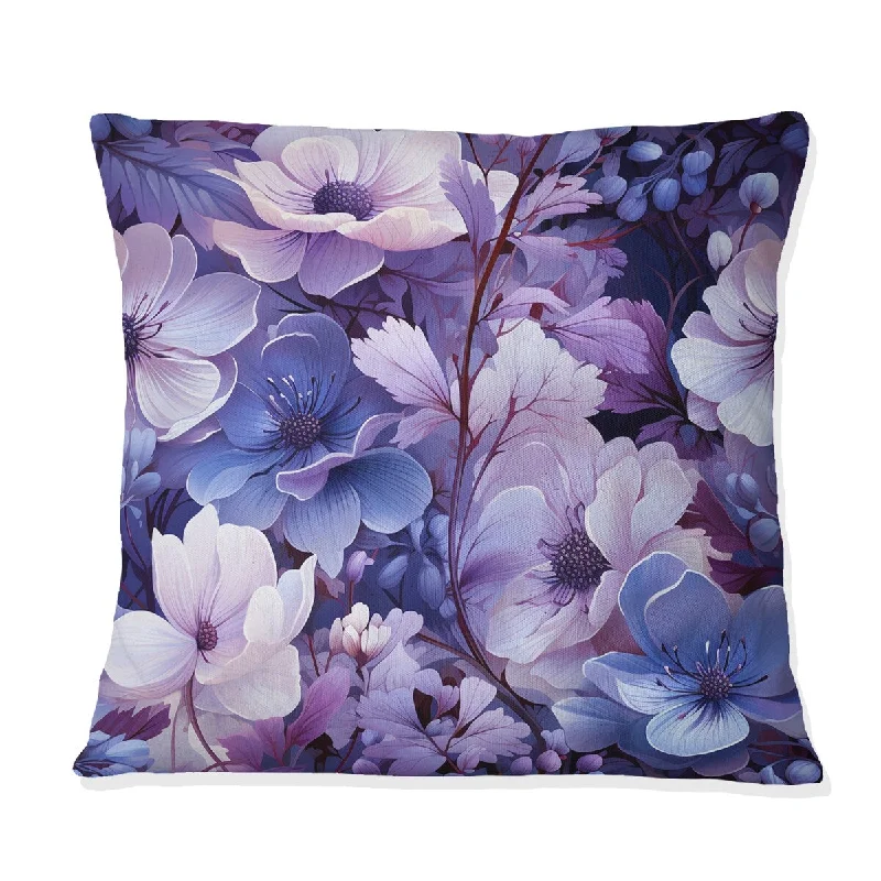 Designart "Wonderland Purple Flowers II" Floral Printed Throw Pillow